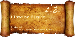 Lissauer Elemér névjegykártya